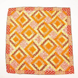 Orange Gold Mini Floral Hand Rolled Scarf Vintage Accessories